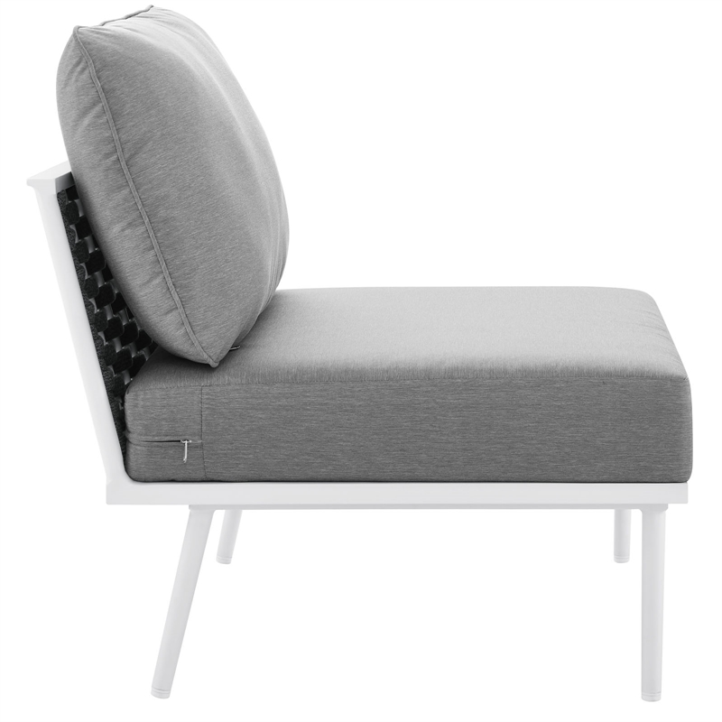 Modway Stance Modern Fabric & Aluminum Outdoor Armless Armchair in Gray