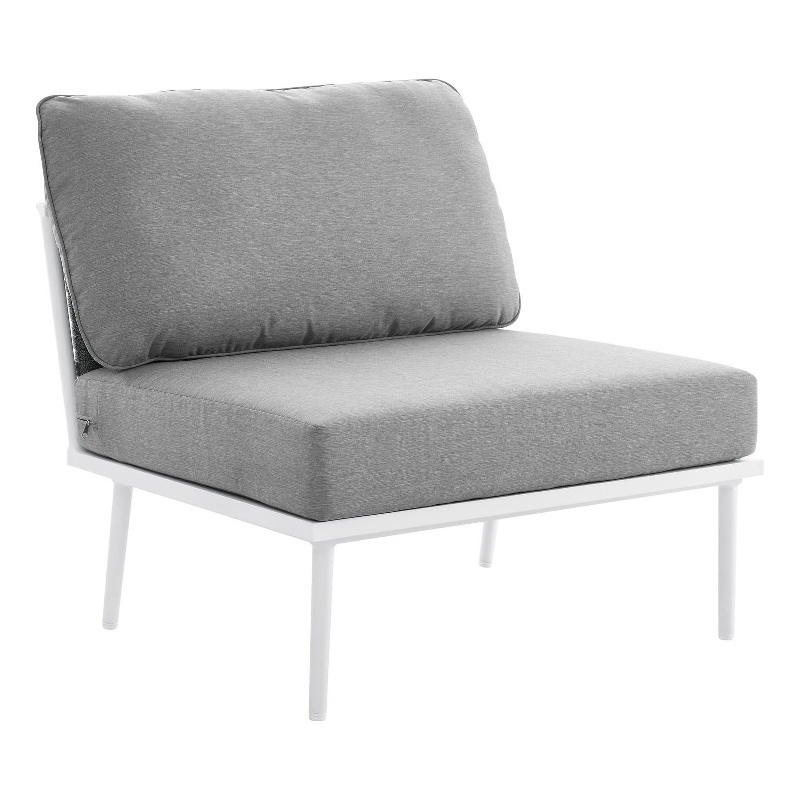 Modway Stance Modern Fabric & Aluminum Outdoor Armless Armchair in Gray