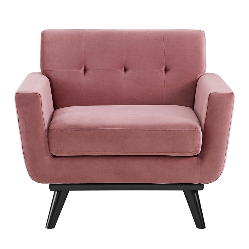 Modway Engage Modern Tufted Back Performance Velvet Armchair in Dusty Rose Pink