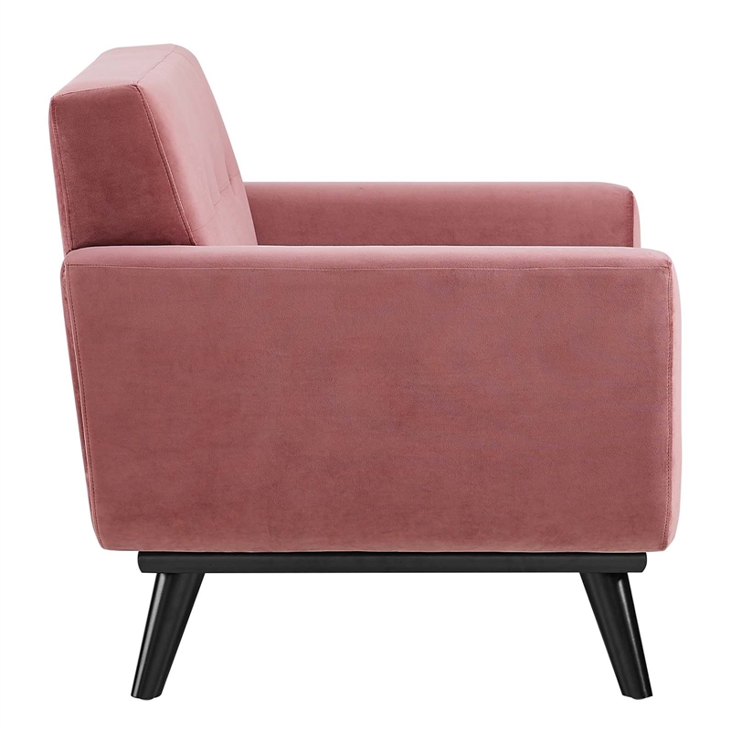 Modway Engage Modern Tufted Back Performance Velvet Armchair in Dusty Rose Pink