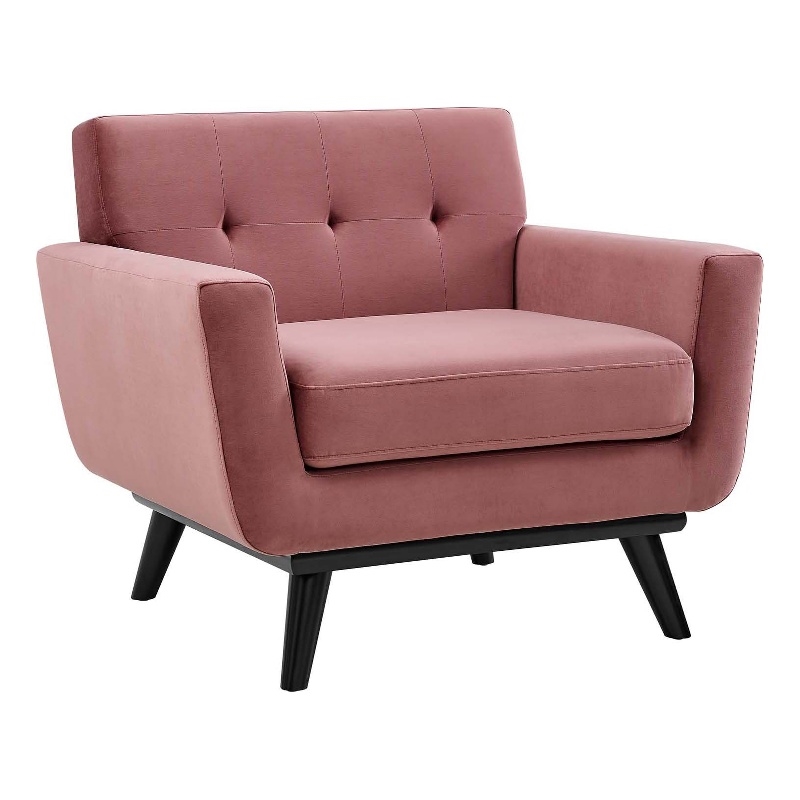 Modway Engage Modern Tufted Back Performance Velvet Armchair in Dusty Rose Pink