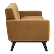 Modway Engage Modern Tufted Back Performance Velvet Loveseat in Cognac Brown