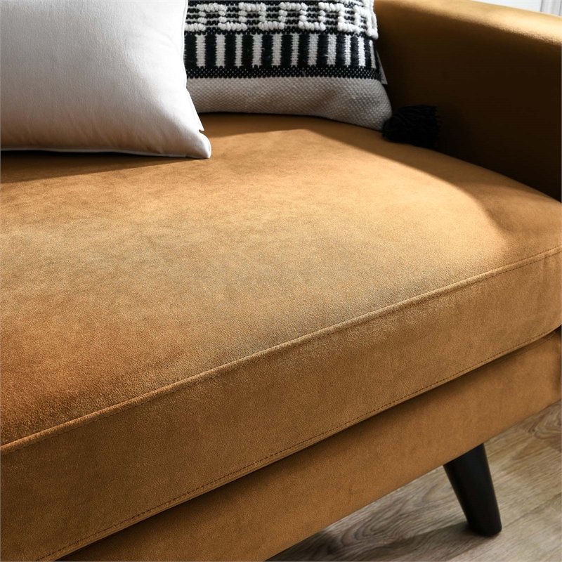 Modway Engage Modern Tufted Back Performance Velvet Loveseat in Cognac Brown