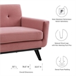 Modway Engage Modern Tufted Back Performance Velvet Loveseat in Dusty Rose