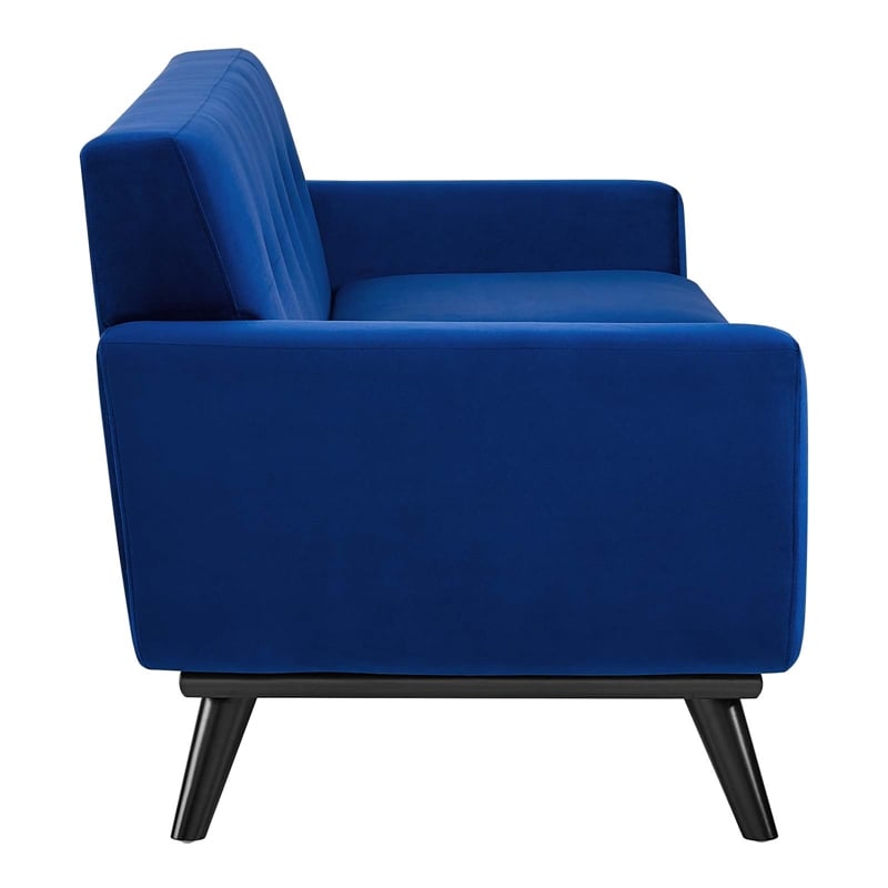 Modway Engage Modern Tufted Back Performance Velvet Loveseat in Navy
