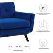 Modway Engage Modern Tufted Back Performance Velvet Loveseat in Navy
