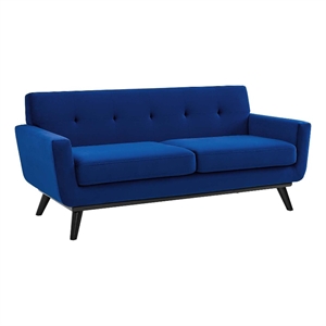 Modway Engage Modern Tufted Back Performance Velvet Loveseat in Navy