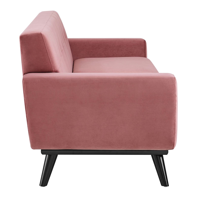 Modway Engage Modern Tufted Back Performance Velvet Sofa in Dusty Rose Pink
