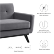 Modway Engage Modern Tufted Back Performance Velvet Sofa in Gray/Black