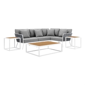 Modway Stance 7-Piece Modern Fabric/Aluminum Outdoor Sectional Sofa Set in Gray