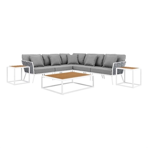 Modway Stance 8-Piece Modern Fabric/Aluminum Outdoor Sectional Sofa Set in Gray