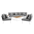 Modway Stance 9-Piece Modern Fabric/Aluminum Outdoor Sectional Sofa Set in Gray