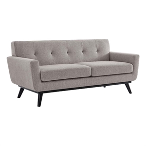 Modway Engage Modern Tufted Back Textured Fabric Loveseat in Light Gray
