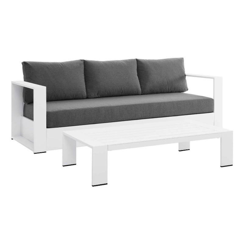 Modway Tahoe 2-Piece Fabric/Powder-Coated Aluminum Outdoor Set in Charcoal/White