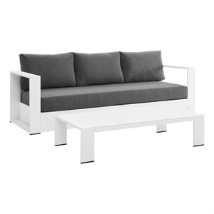 Modway Tahoe 2-Piece Fabric/Powder-Coated Aluminum Outdoor Set in Charcoal/White
