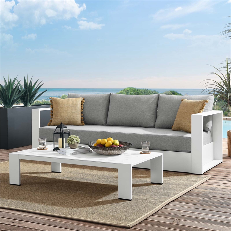 Modway Tahoe 2-Piece Fabric/Powder-Coated Aluminum Outdoor Set in Gray/White