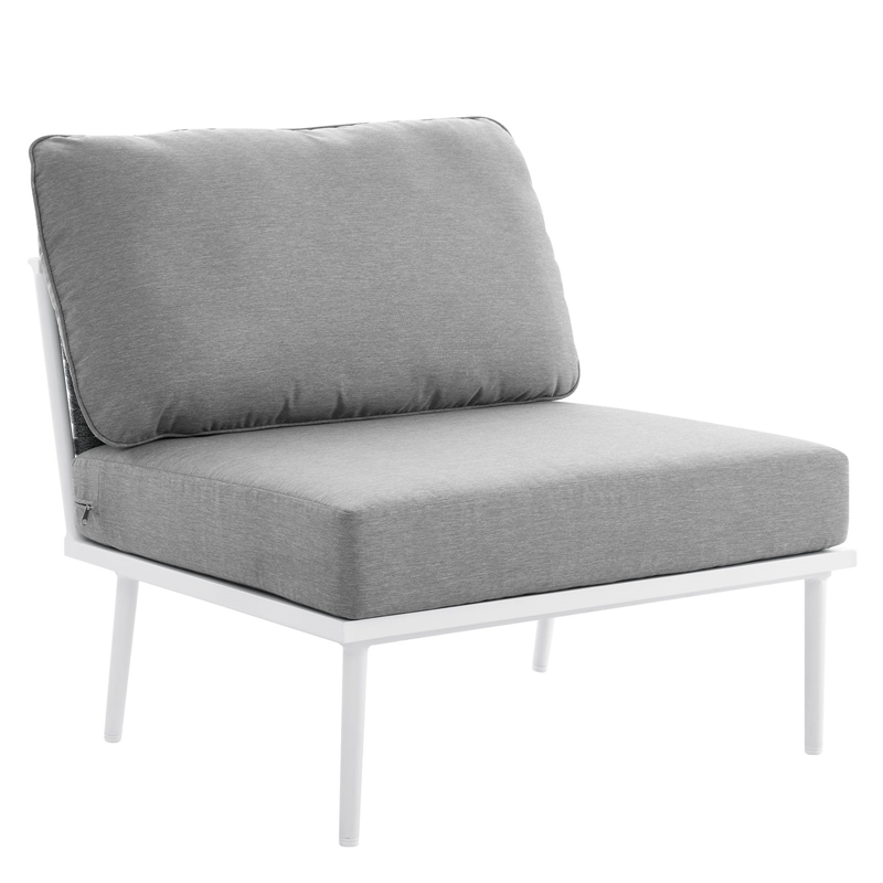 Modway Stance 4-Piece Modern Fabric/Aluminum Outdoor Sectional Sofa in Gray