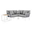 Modway Stance 4-Piece Modern Fabric/Aluminum Outdoor Sectional Sofa Set in Gray