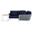 Modway Stance 4-Piece Modern Fabric/Aluminum Outdoor Sectional Sofa Set in Navy