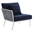 Modway Stance 4-Piece Modern Fabric/Aluminum Outdoor Sectional Sofa Set in Navy