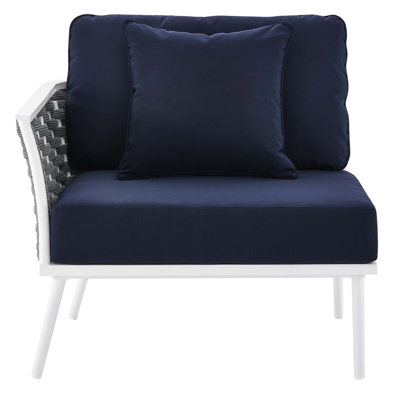 Modway Stance 4-Piece Modern Fabric/Aluminum Outdoor Sectional Sofa Set in Navy