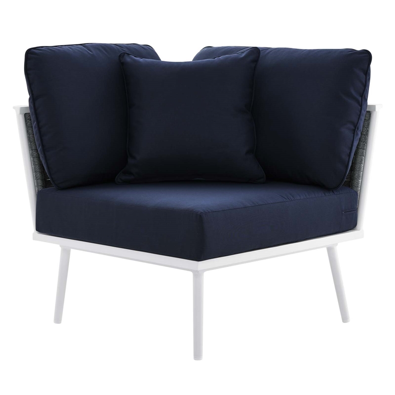 Modway Stance 4-Piece Modern Fabric/Aluminum Outdoor Sectional Sofa Set in Navy