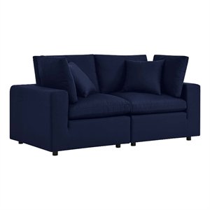 Modway Commix Modern Fabric Upholstered Outdoor Loveseat in Navy