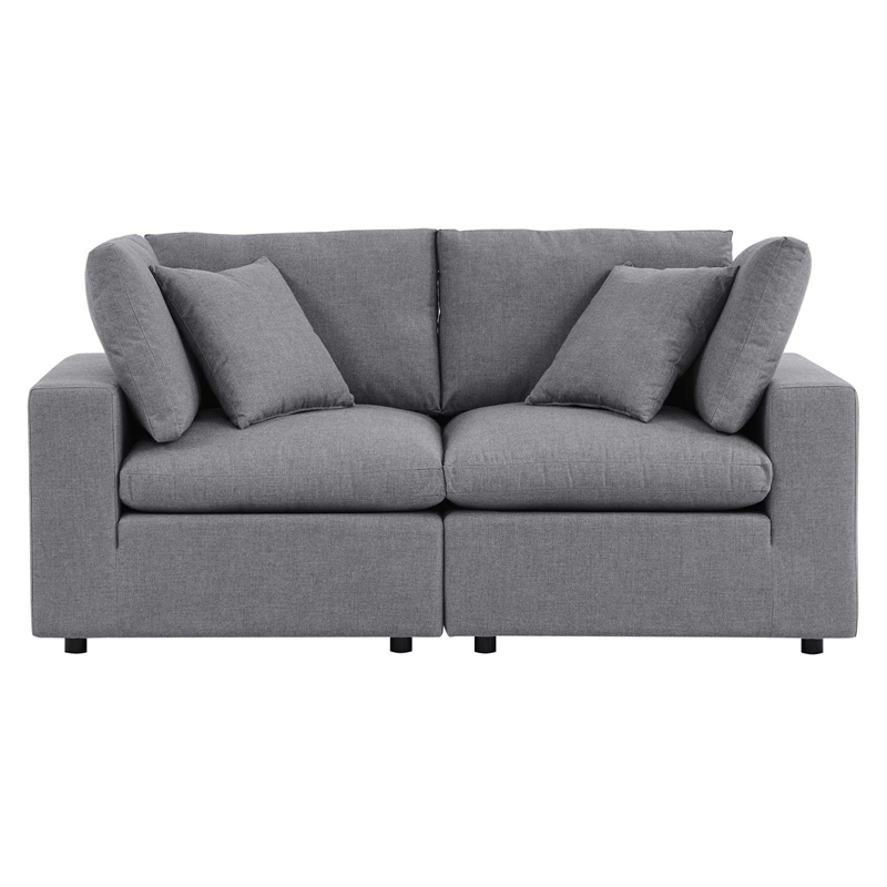 Modway Commix Modern Fabric Upholstered Outdoor Loveseat in Slate Gray