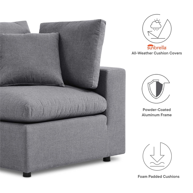 Modway Commix Modern Fabric Upholstered Outdoor Loveseat in Slate Gray