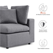 Modway Commix Modern Fabric Upholstered Outdoor Loveseat in Slate Gray