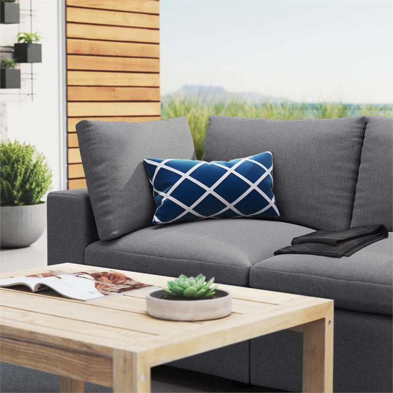 Modway Commix Modern Fabric Upholstered Outdoor Loveseat in Slate Gray