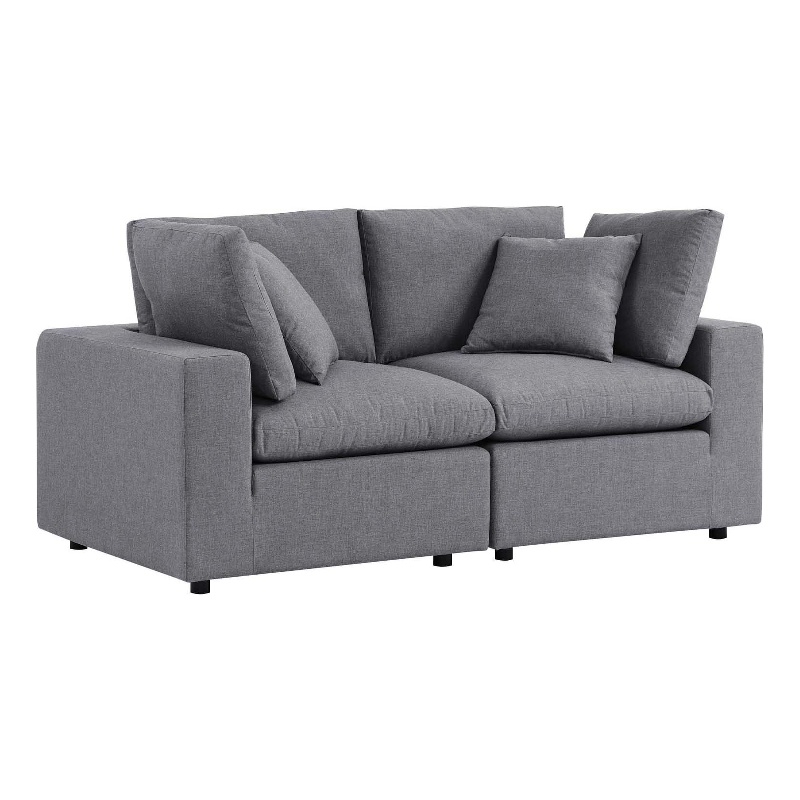 Modway Commix Modern Fabric Upholstered Outdoor Loveseat in Slate Gray