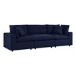 Modway Commix Fabric Upholstered Patio 3-Seater Sofa in Navy