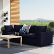 Modway Commix Fabric Upholstered Patio 3-Seater Sofa in Navy