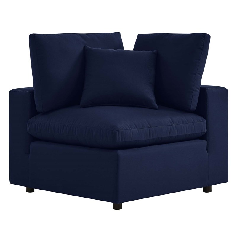 Modway Commix Fabric Upholstered Patio 3-Seater Sofa in Navy