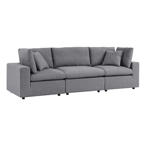 Modway Commix Modern Fabric Upholstered Water Resistant Outdoor Sofa in Slate