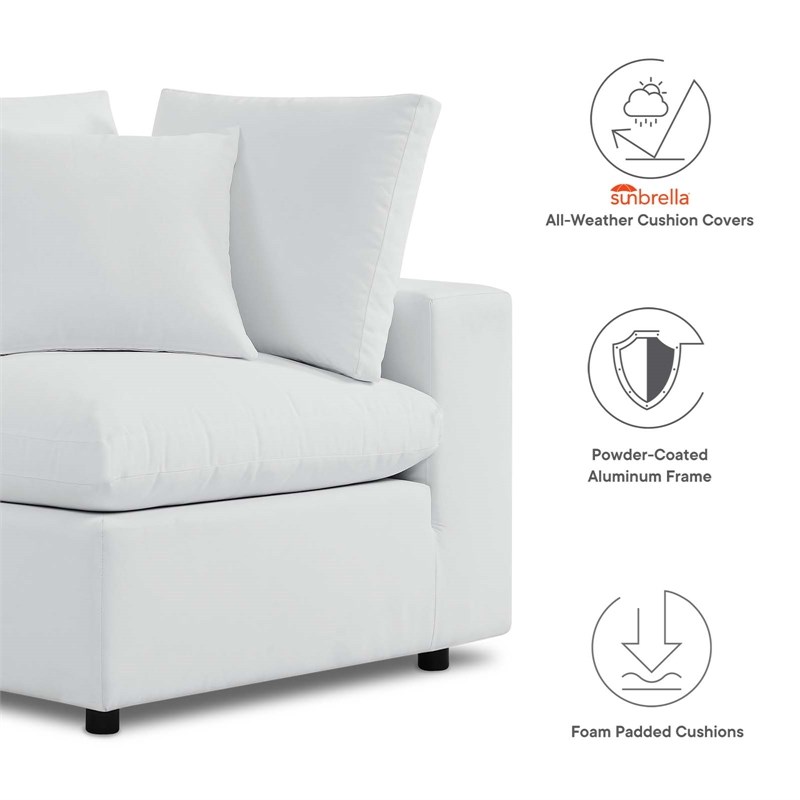 Modway Commix Modern Fabric Upholstered Water Resistant Outdoor Sofa in White