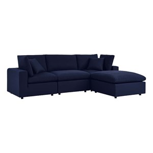Modway Commix 4-Piece Fabric Upholstered Patio Sectional Sofa in Navy
