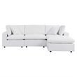 Modway Commix 4-Piece Modern Fabric Upholstered Patio Sectional Sofa in White