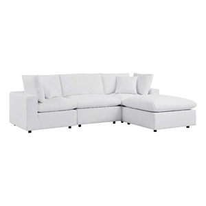 Modway Commix 4-Piece Modern Fabric Upholstered Patio Sectional Sofa in White