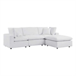 Modway Commix 4-Piece Modern Fabric Upholstered Patio Sectional Sofa in White