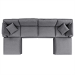 Modway Commix 6-Piece Modern Fabric Upholstered Outdoor Sectional Sofa in Slate