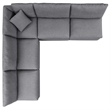 Modway Commix 5-Piece Modern Fabric Upholstered Patio Sectional Sofa in Slate