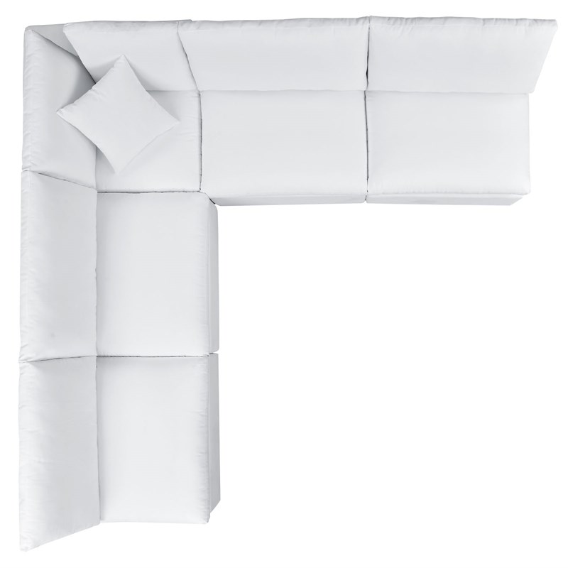 Modway Commix 5-Piece Modern Fabric Upholstered Patio Sectional Sofa in White