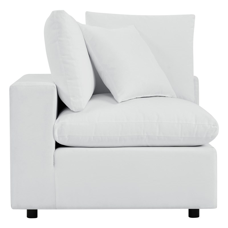 Modway Commix 5-Piece Modern Fabric Upholstered Patio Sectional Sofa in White
