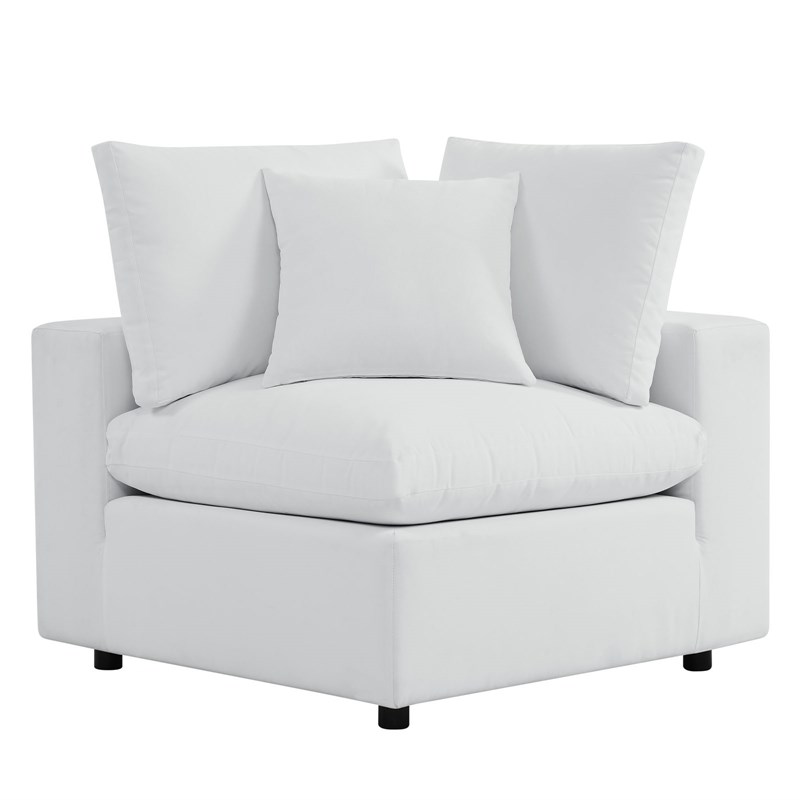 Modway Commix 5-Piece Modern Fabric Upholstered Patio Sectional Sofa in White