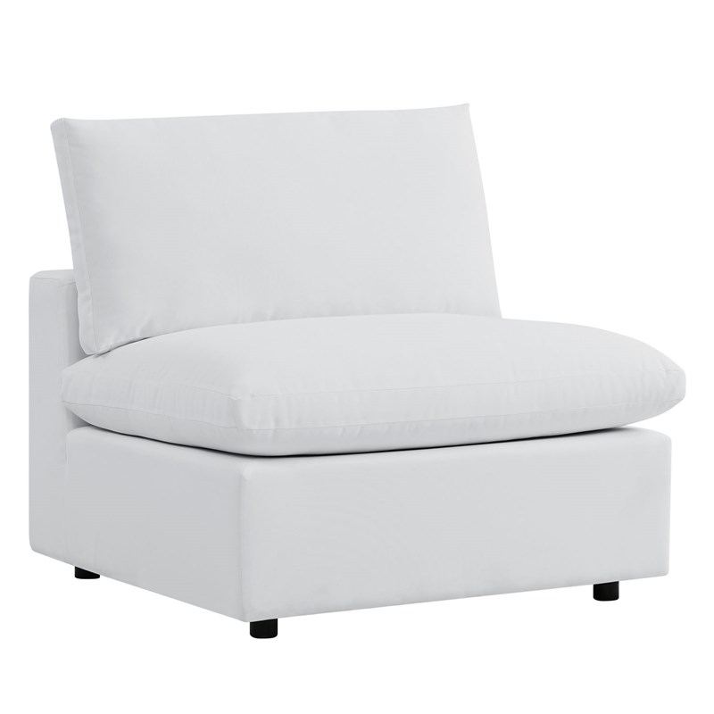 Modway Commix 5-Piece Modern Fabric Upholstered Patio Sectional Sofa in White
