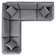 Modway Commix 5-Piece Fabric Upholstered Outdoor Sectional Sofa in Slate