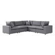 Modway Commix 5-Piece Fabric Upholstered Outdoor Sectional Sofa in Slate