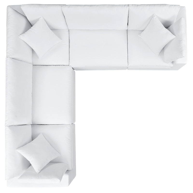 Modway Commix 5-Piece Fabric Upholstered Outdoor Sectional Sofa in White